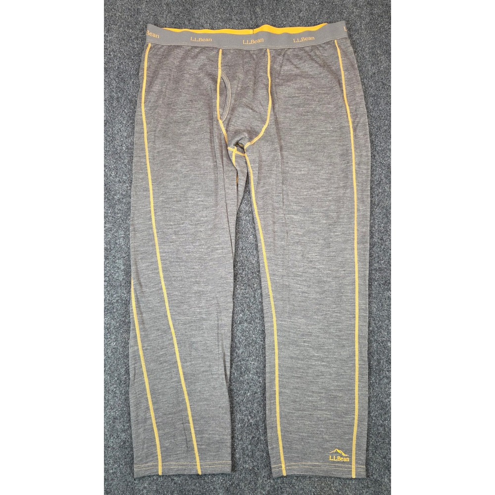 LL Bean Mens XXL Gray 100% Merino Wool Midweight Base Layer Pants 514288